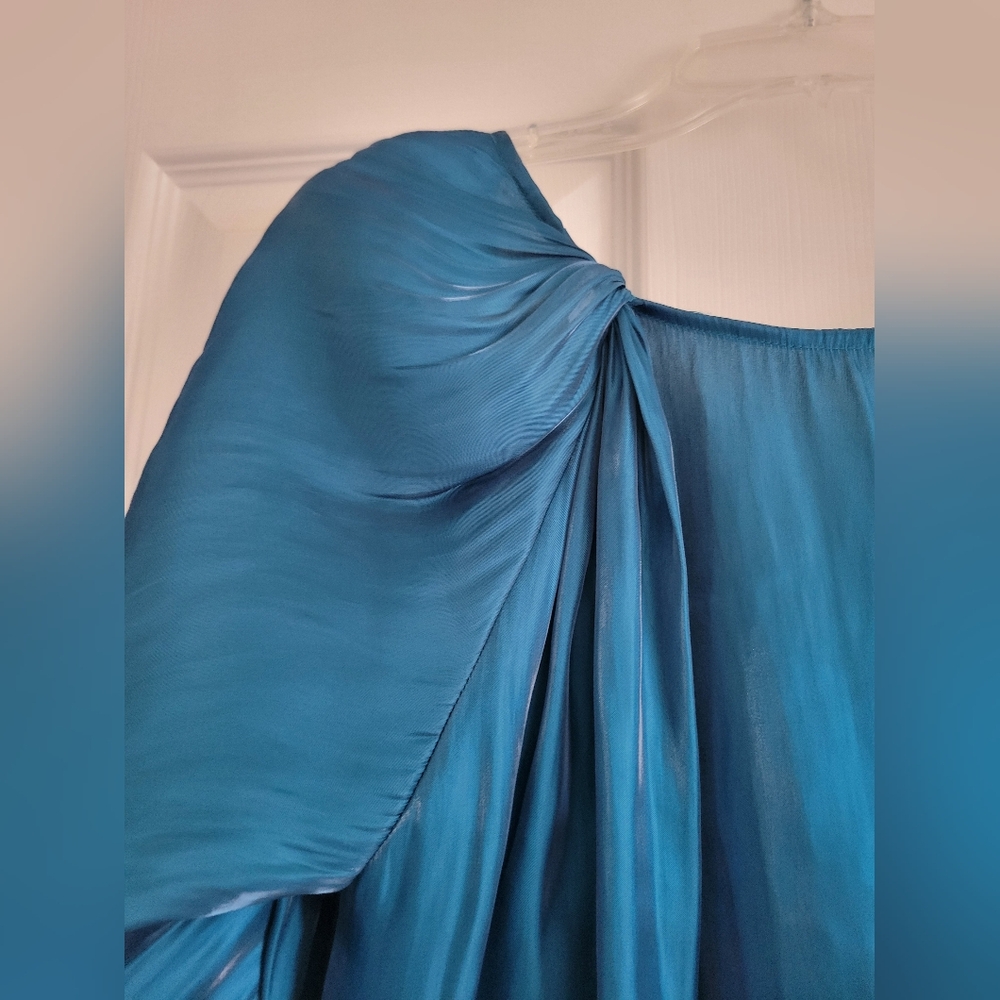 Elegant Blue Draped Dress